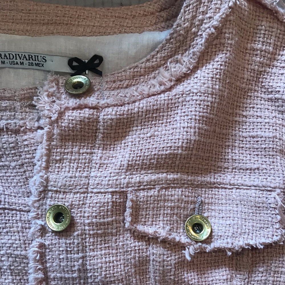 Pink Stitched Jacket with Gold Buttons